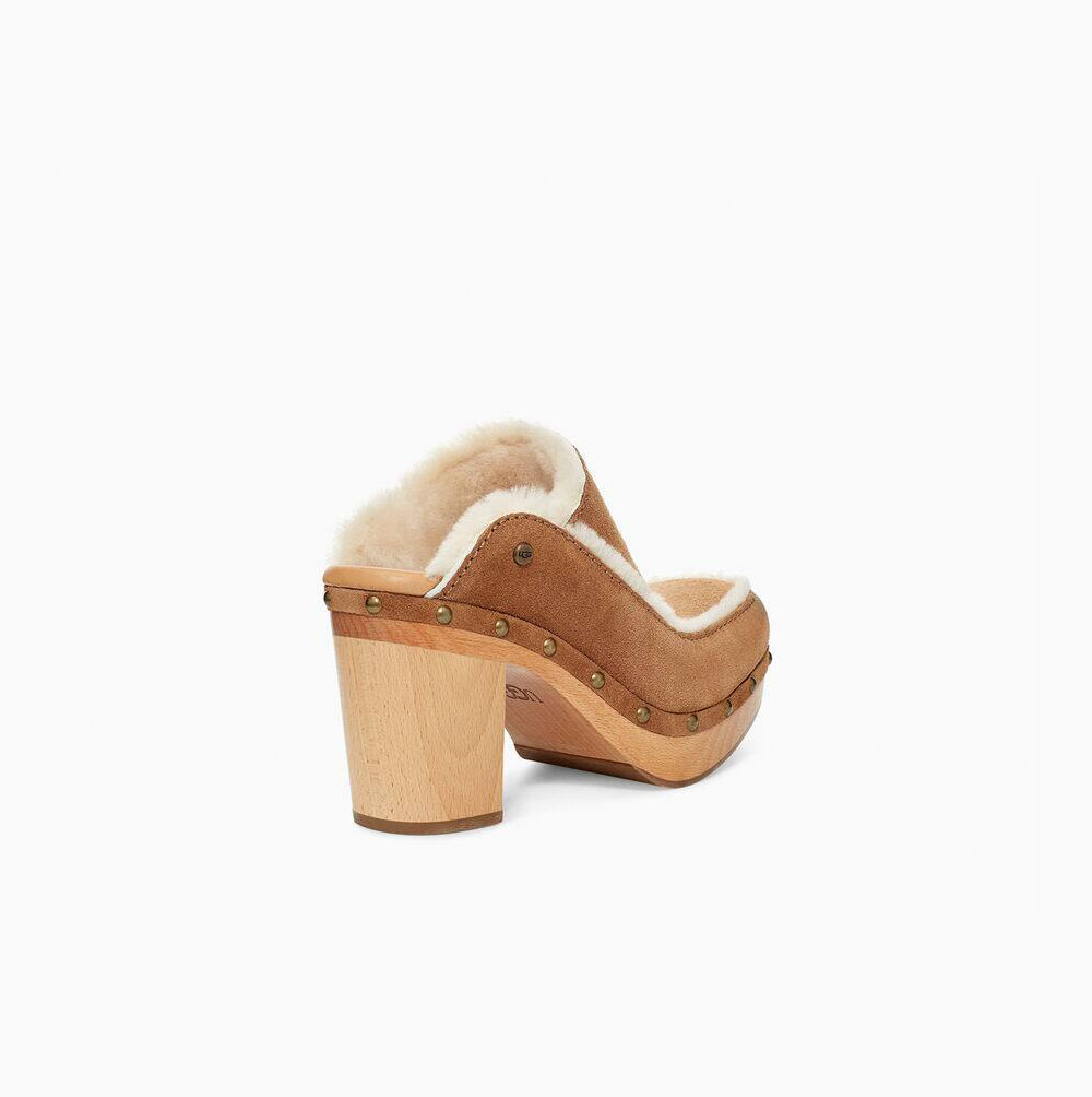 Dámské Boty Mules UGG Aubriana Heels Hnědé | D67XF4S2