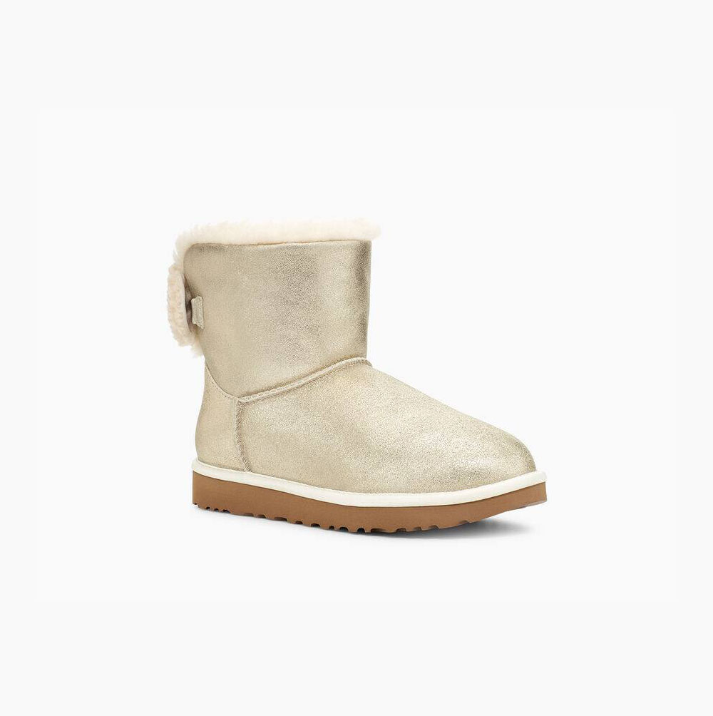 Dámské Bow Boots UGG Arielle Sparkle Bow Platina Zlaté | DP1LVW7S