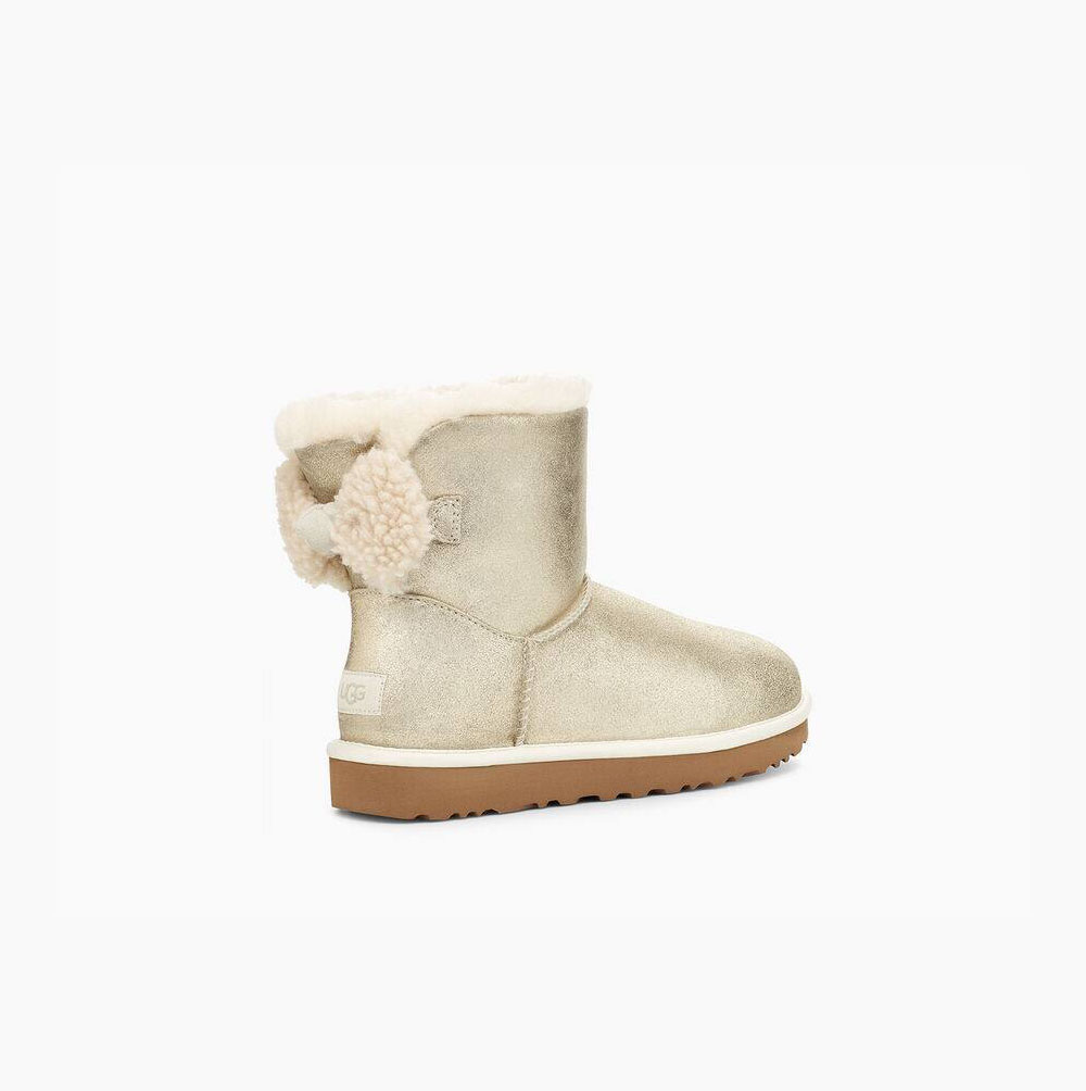 Dámské Bow Boots UGG Arielle Sparkle Bow Platina Zlaté | UH3SMNBC