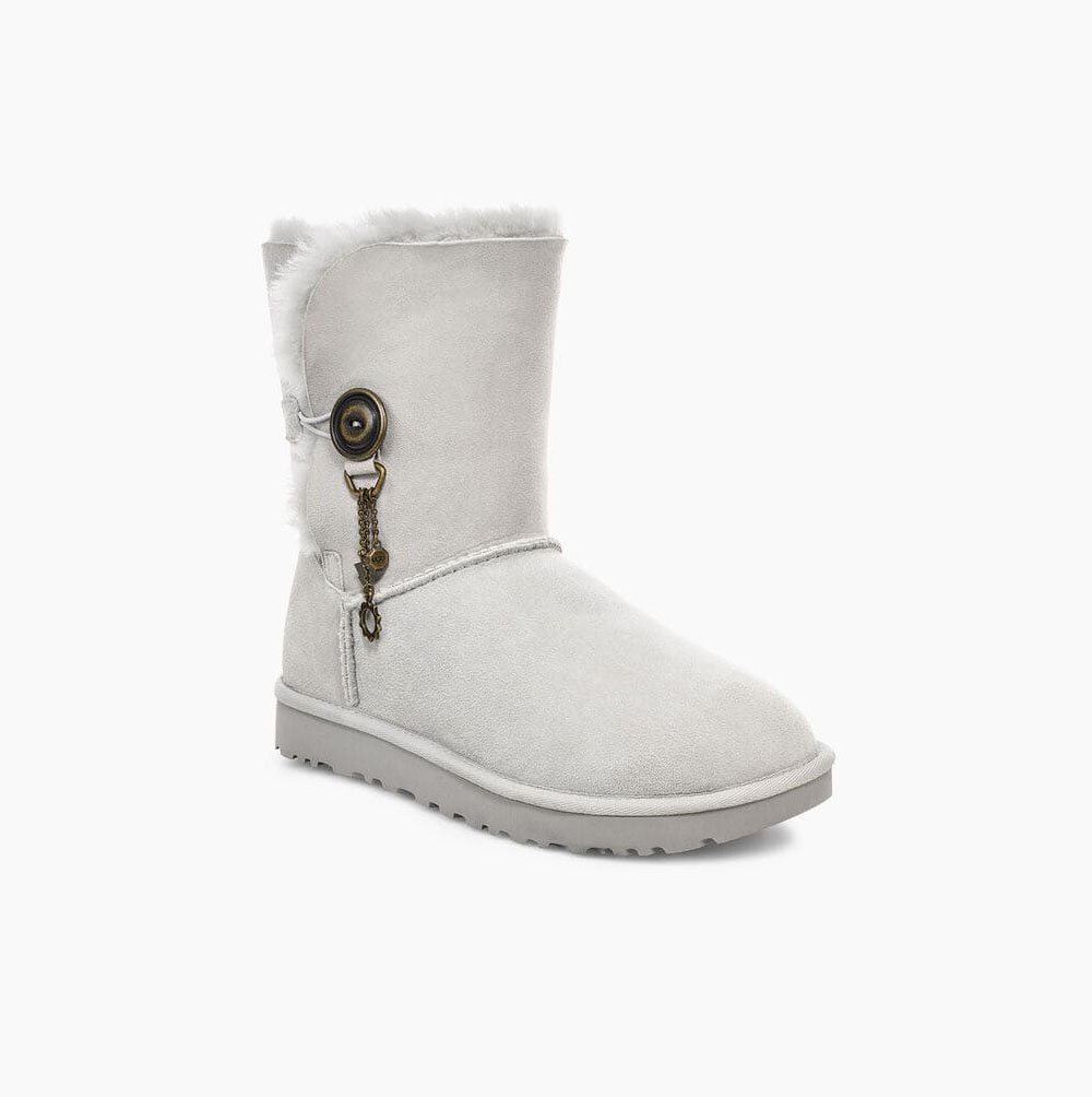 Dámské Button Boots UGG Azalea Charm Button Šedé Fialové | J3A9DRNA