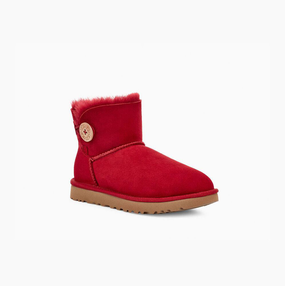 Dámské Button Boots UGG Mini Bailey Button II Červené | 0SLTJHDO