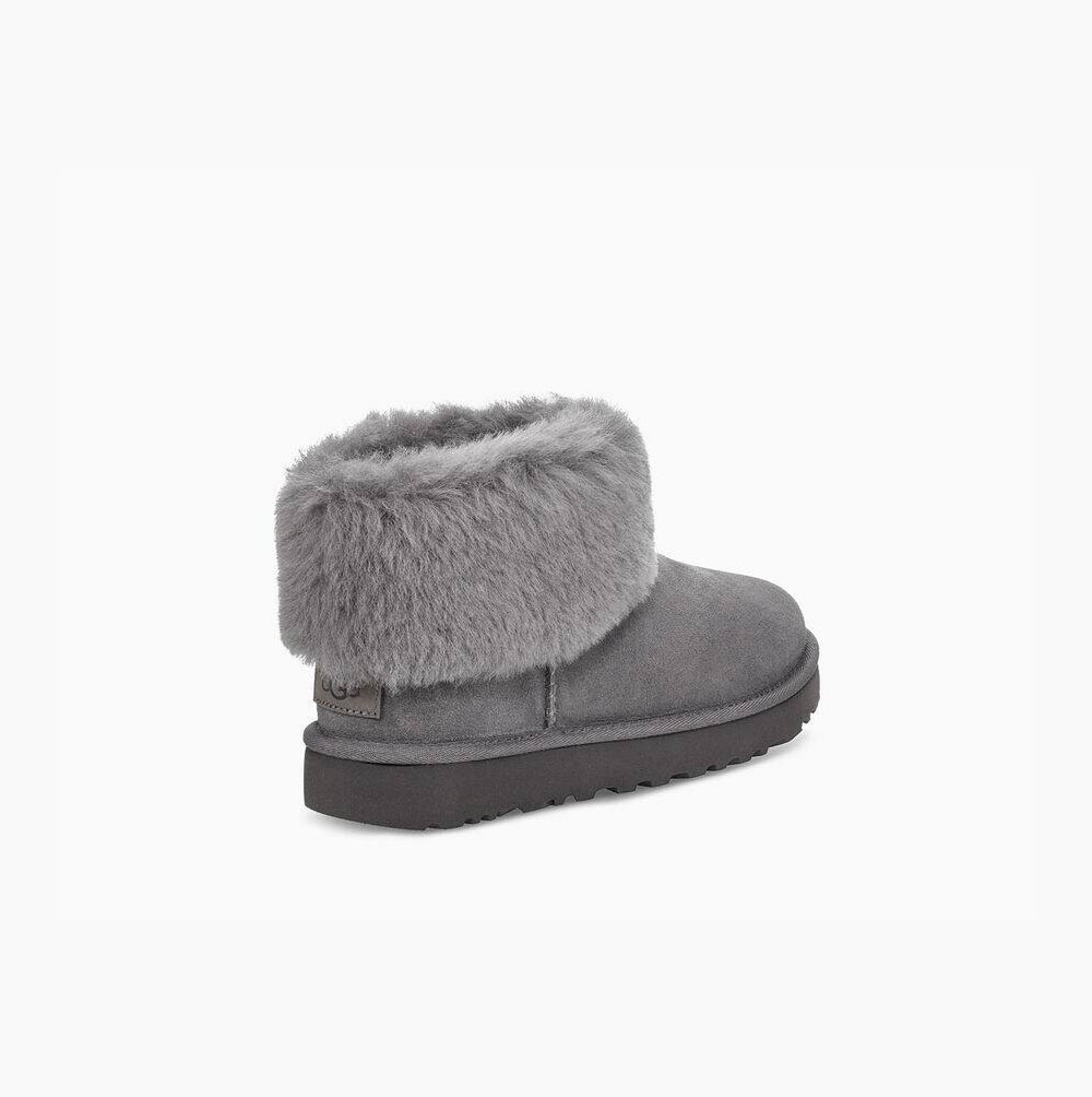 Dámské Classic Boots UGG Classic Mini Fluff Tmavě Šedé | E2JOXW9X