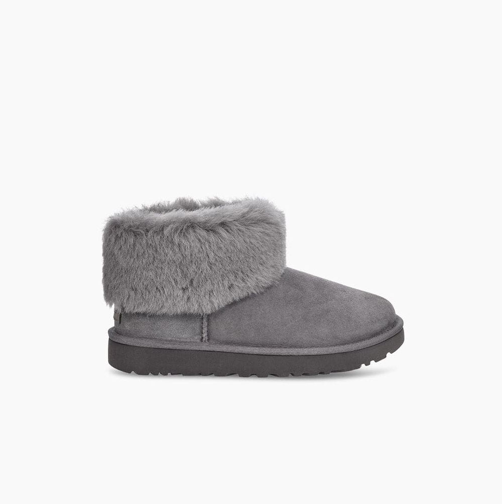 Dámské Classic Boots UGG Classic Mini Fluff Tmavě Šedé | E2JOXW9X