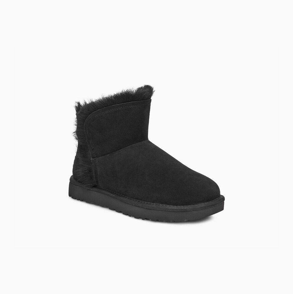 Dámské Classic Boots UGG Classic Mini Fluff High-Low Černé | J0IR0GI4