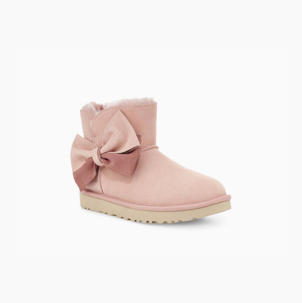 Dámské Classic Boots UGG Classic Mini Two-Tone Bow Oranžové | IASTP49K