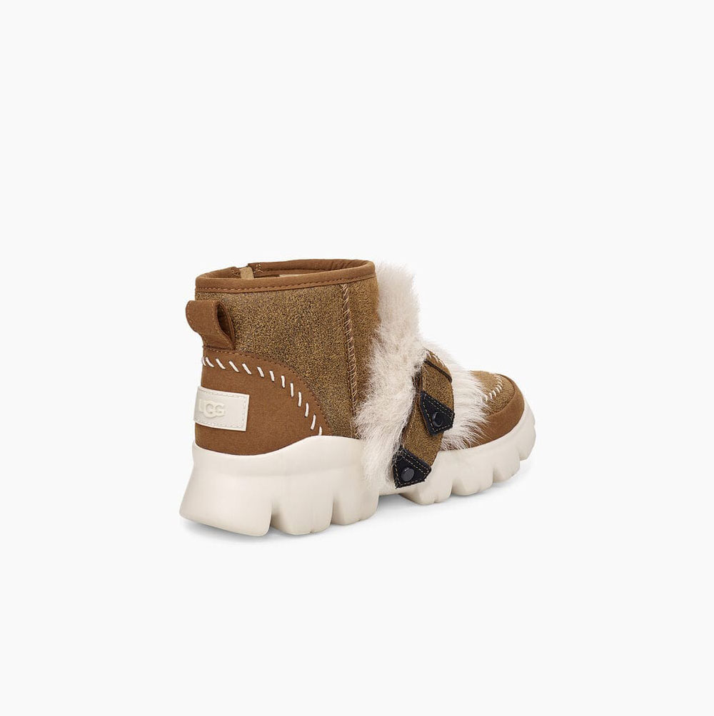 Dámské Kotníkové Boty UGG Fluff Punk Hnědé | 3NH7E49A