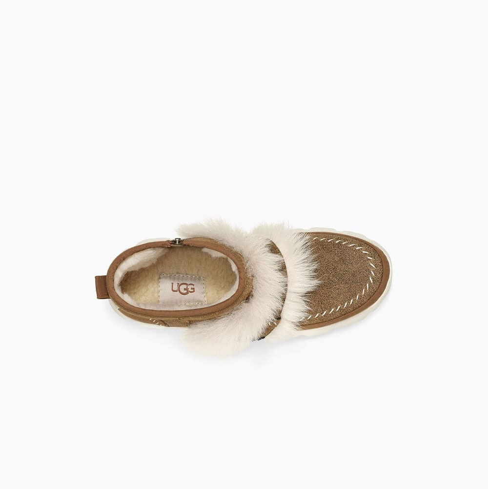 Dámské Kotníkové Boty UGG Fluff Punk Hnědé | 3NH7E49A