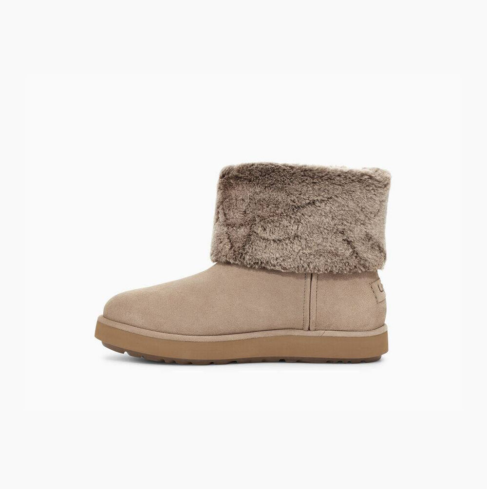 Dámské Mini Boots UGG Classic Berge Mini Semišové Hnědožlutý | QPPR82YI