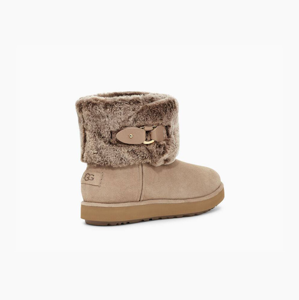 Dámské Mini Boots UGG Classic Berge Mini Semišové Hnědožlutý | QPPR82YI