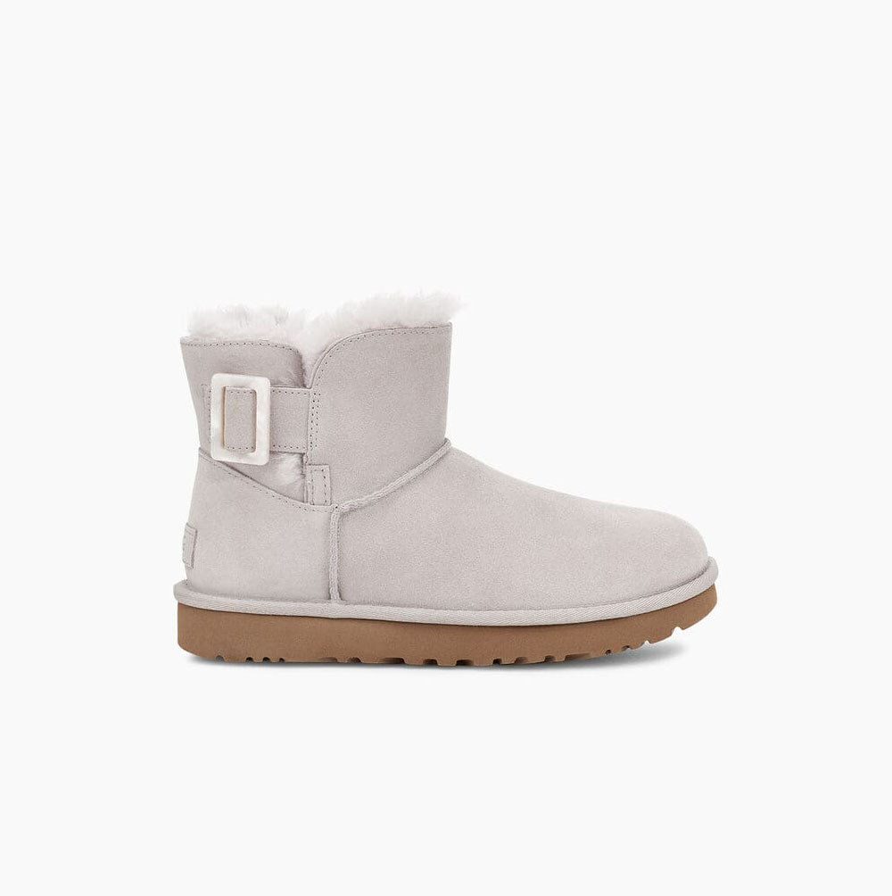 Dámské Mini Boots UGG Mini Bailey Módní Přezkou Bílé | NLCAV676