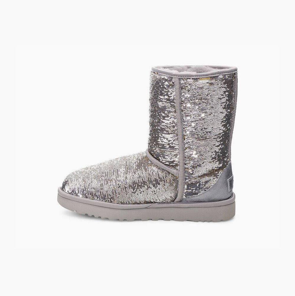 Dámské Nízké Kozačky UGG Classic Cosmos Sequin Zlaté Stříbrné | 1I2VLZRX