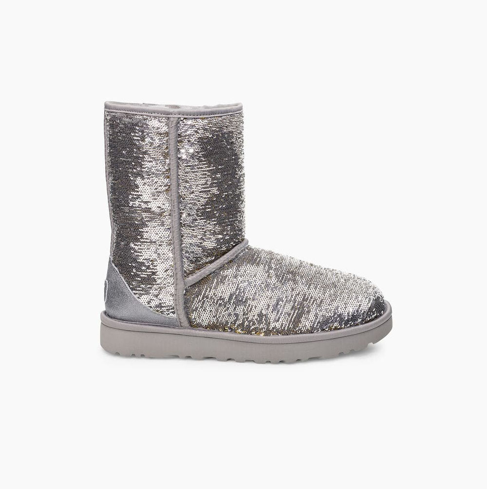 Dámské Nízké Kozačky UGG Classic Cosmos Sequin Zlaté Stříbrné | 1I2VLZRX