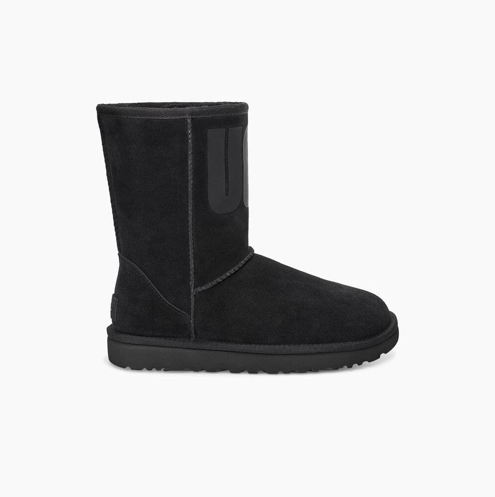 Dámské Nízké Kozačky UGG Classic Rubber Logo Černé | G0IKI0NU