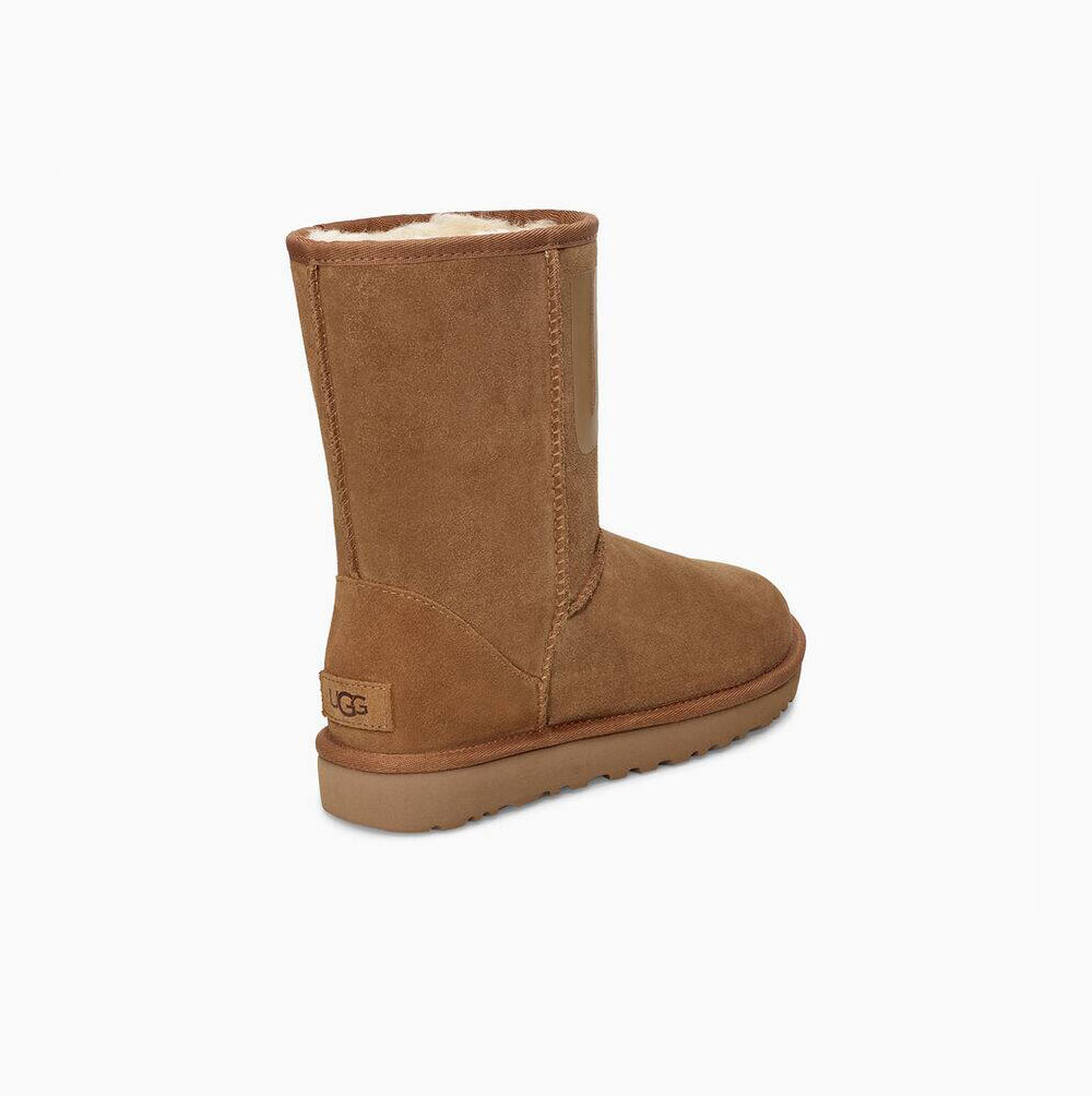 Dámské Nízké Kozačky UGG Classic Rubber Logo Hnědé | JXDJNES0