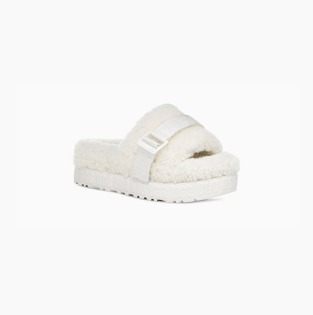 Dámské Pantofle Na Platformě UGG Fluffita Bílé | PGZH8XYO