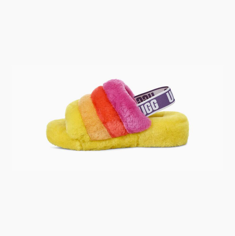 Dámské Pantofle Na Platformě UGG Pride Fluff Yeah Viacfarebný Žluté | CM7R3EOO