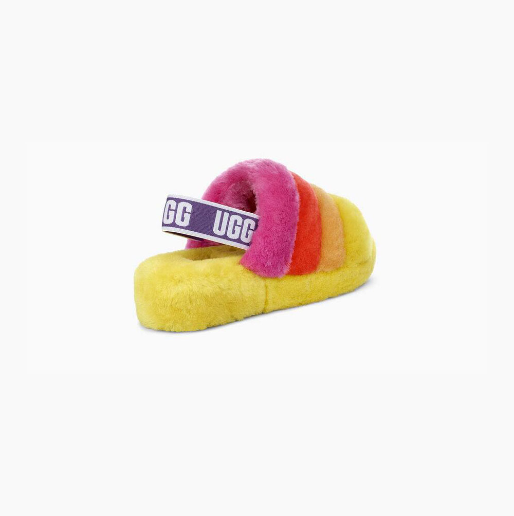 Dámské Pantofle Na Platformě UGG Pride Fluff Yeah Viacfarebný Žluté | CM7R3EOO