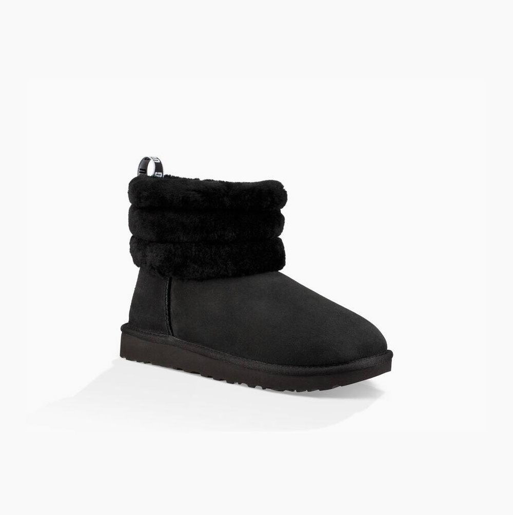 Dámské Prošívané Kozačky UGG Classic Mini Fluff Černé | LU1BD6BE