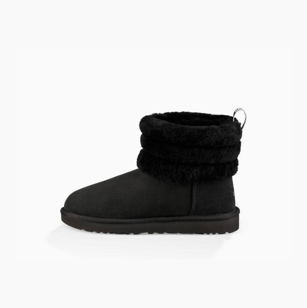 Dámské Prošívané Kozačky UGG Classic Mini Fluff Černé | LU1BD6BE