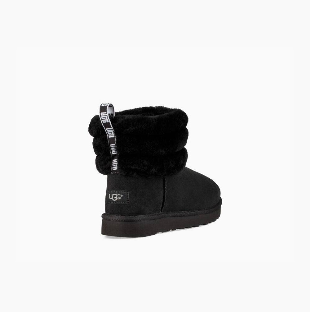 Dámské Prošívané Kozačky UGG Classic Mini Fluff Černé | LU1BD6BE