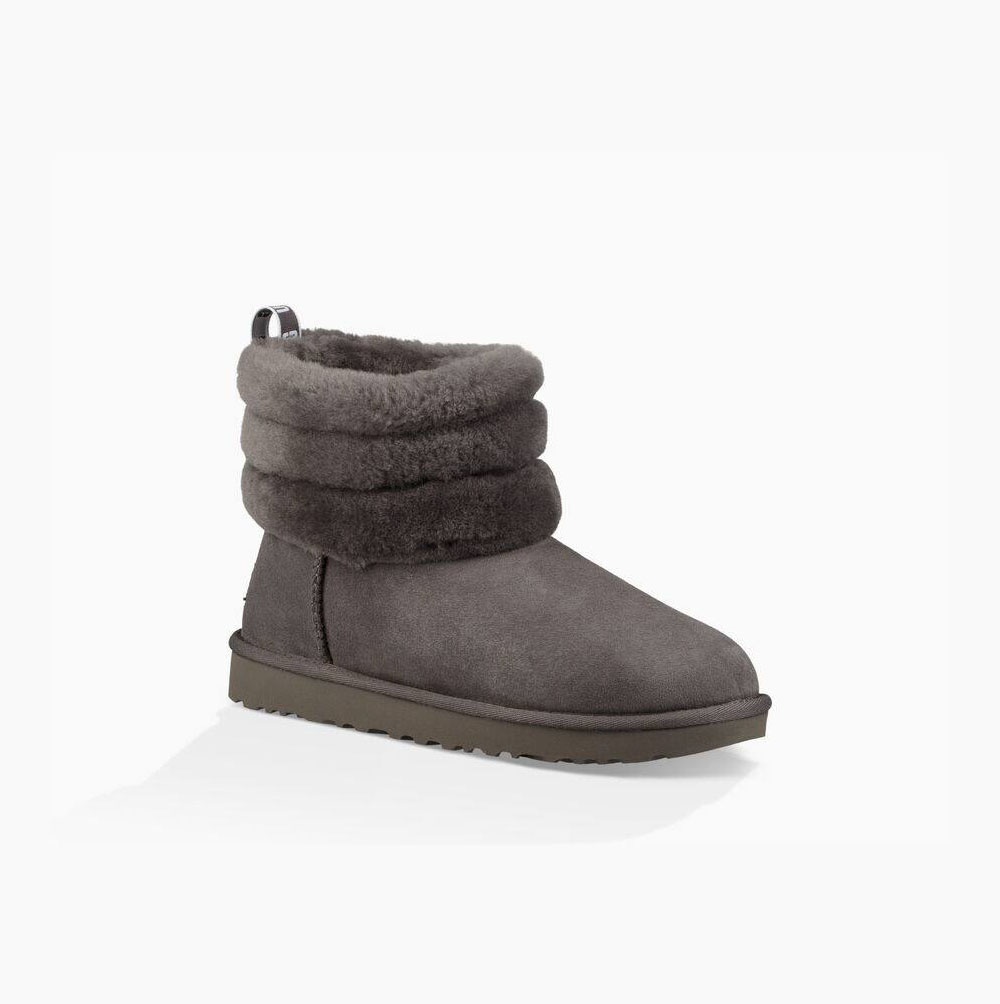 Dámské Prošívané Kozačky UGG Classic Mini Fluff Tmavě Šedé | TZHOW0OM