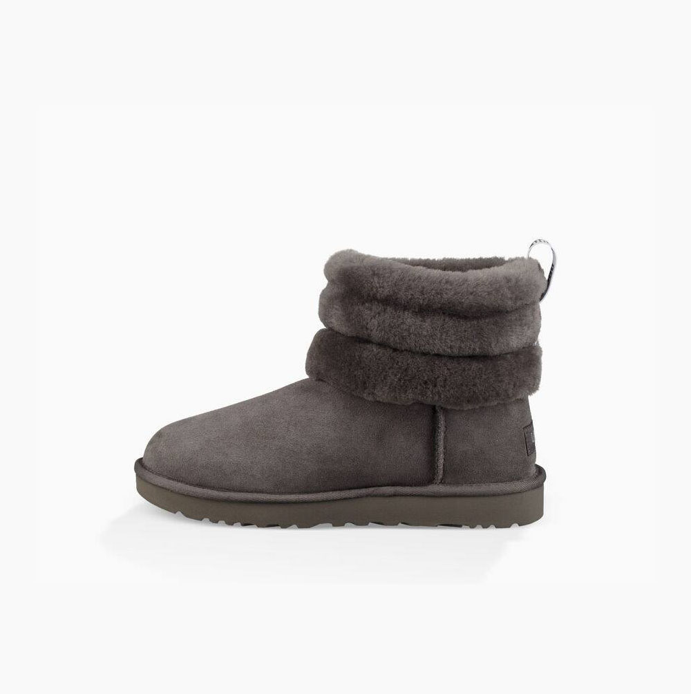 Dámské Prošívané Kozačky UGG Classic Mini Fluff Tmavě Šedé | TZHOW0OM