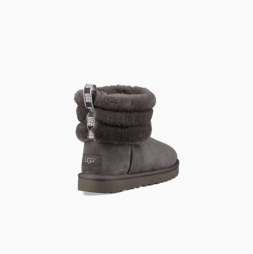 Dámské Prošívané Kozačky UGG Classic Mini Fluff Tmavě Šedé | TZHOW0OM