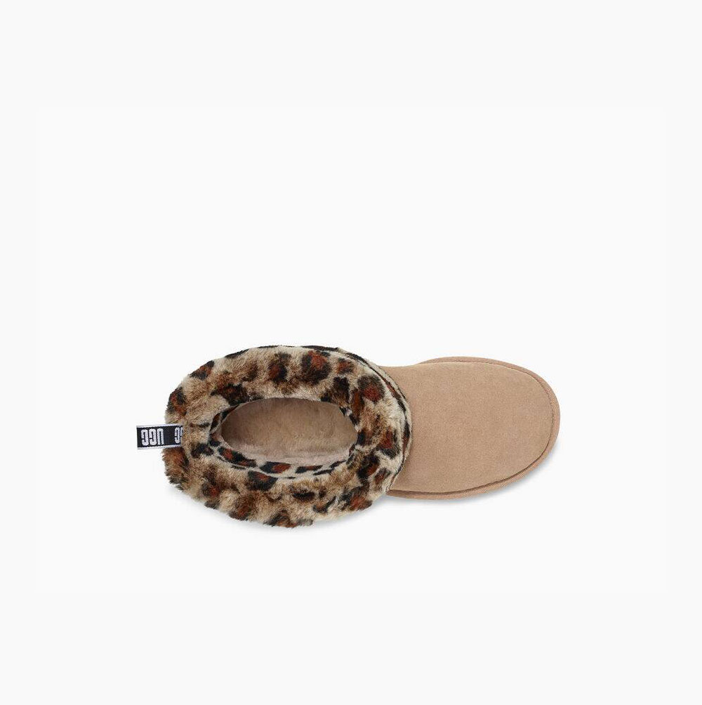 Dámské Prošívané Kozačky UGG Fluff Mini Leopard Hnědé | 5KVG1GAB