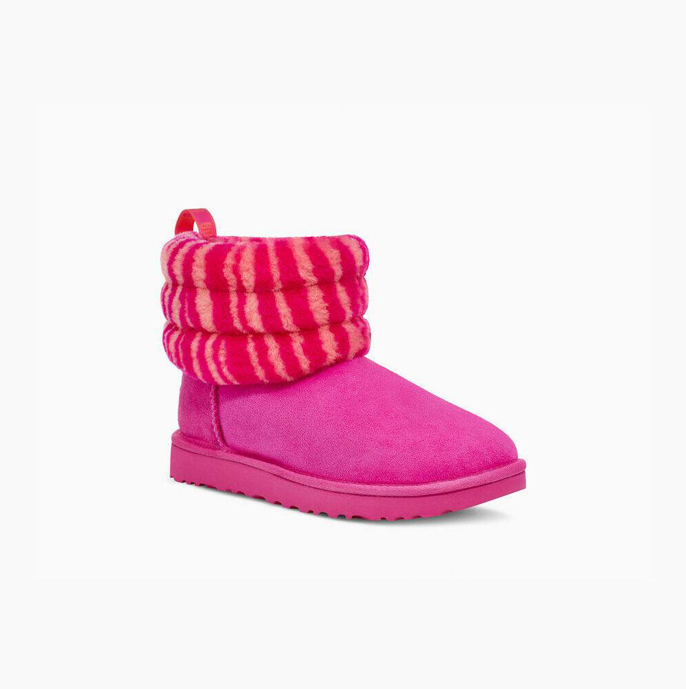 Dámské Prošívané Kozačky UGG Fluff Mini Zebra Růžové | YN478AET