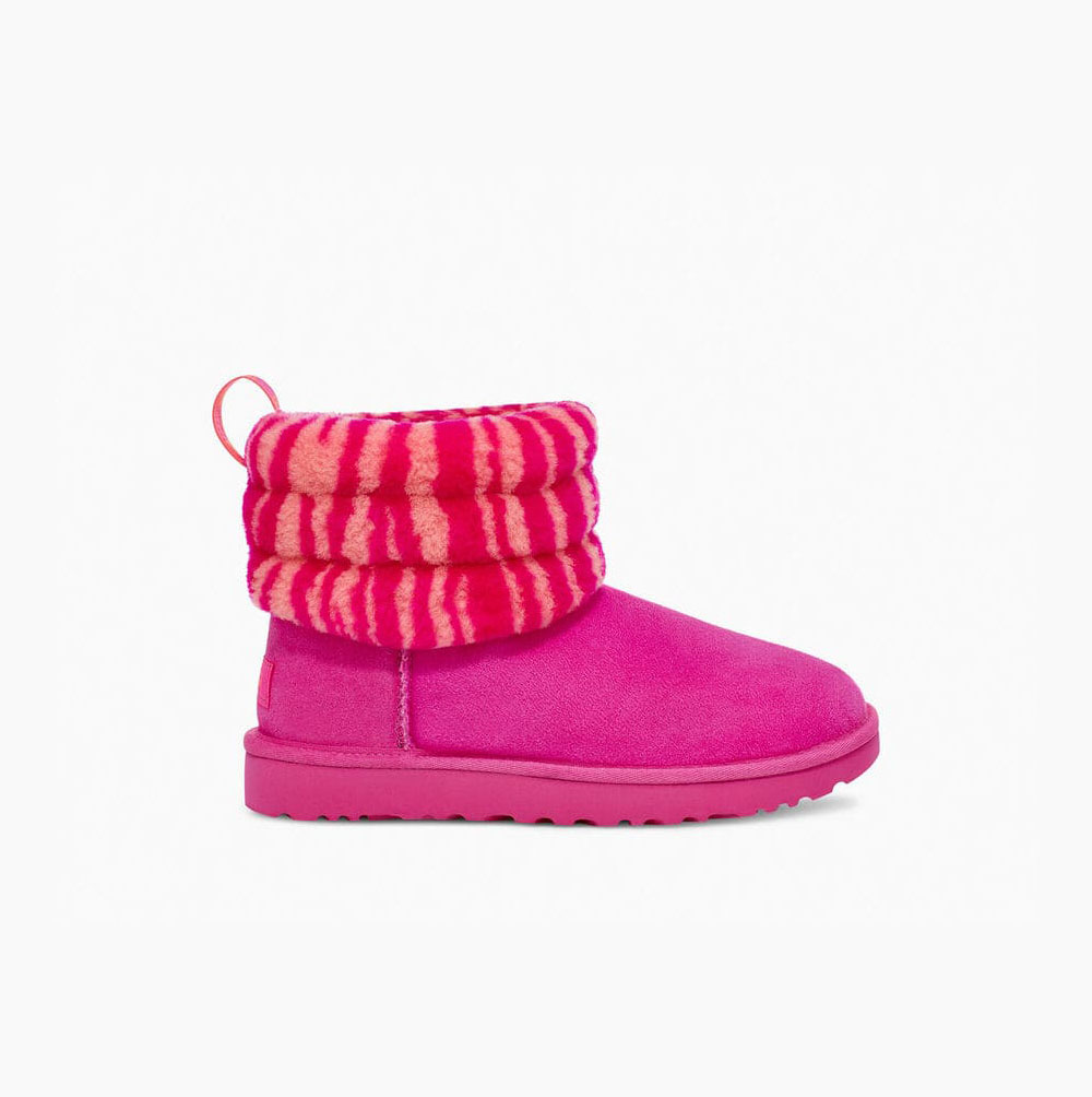 Dámské Prošívané Kozačky UGG Fluff Mini Zebra Růžové | YN478AET