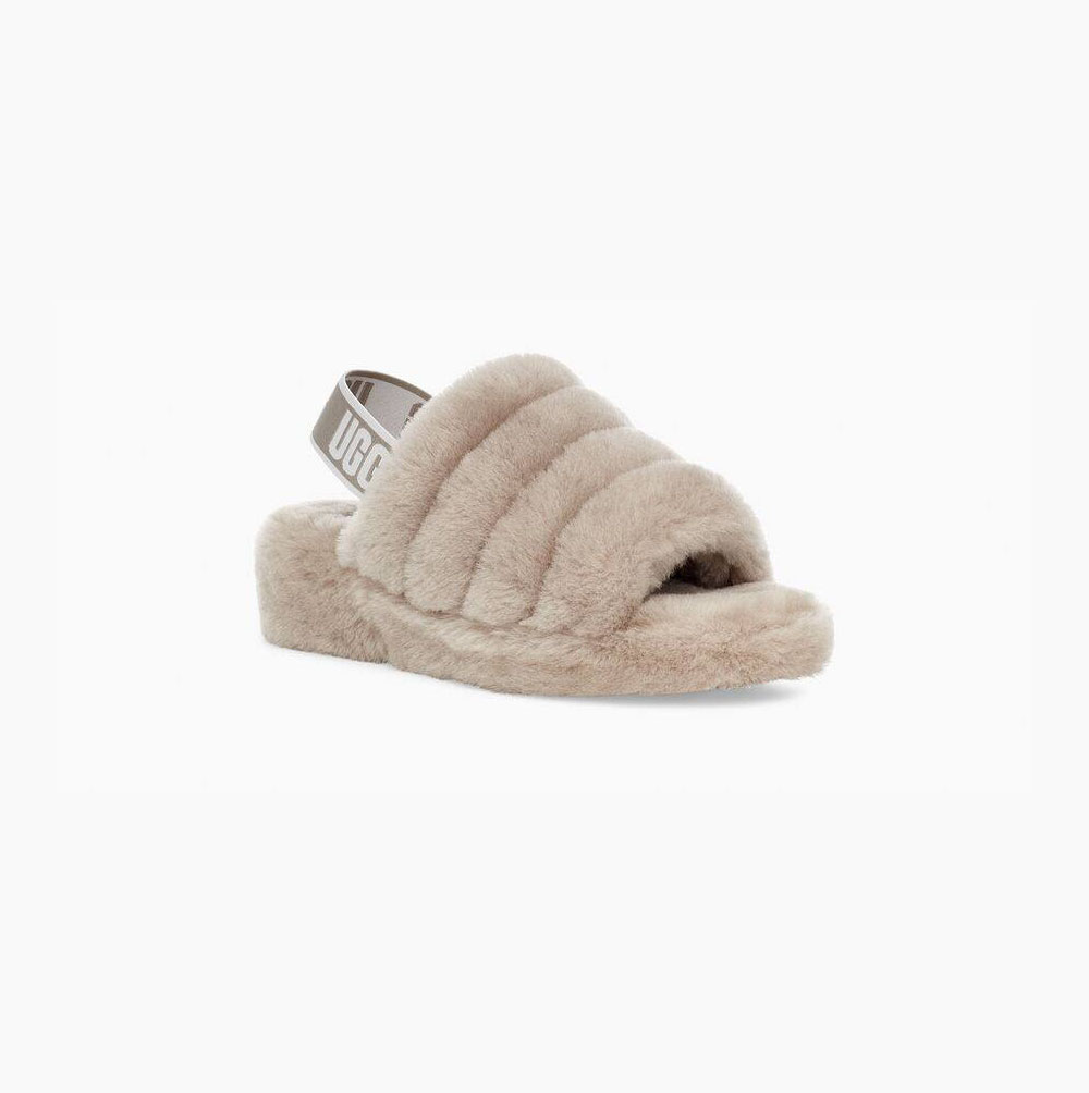 Dámské Sandály UGG Fluff Yeah Pantofle Béžový | RHT5JYP0