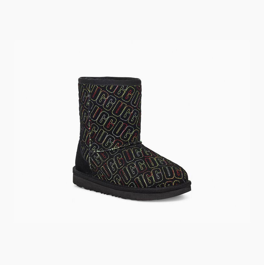 Dětské Classic Boots UGG Classic II Grafická Stitch Černé | J4ZBAVKH