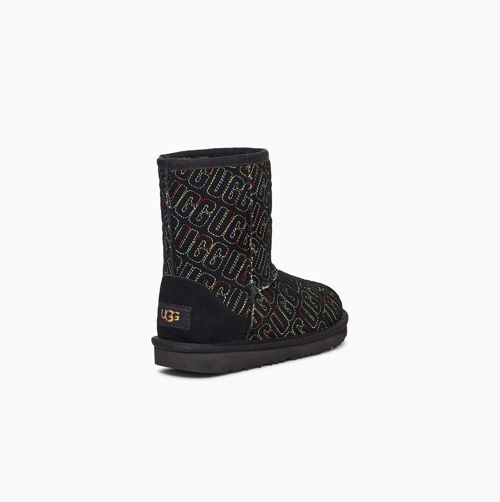 Dětské Classic Boots UGG Classic II Grafická Stitch Černé | J4ZBAVKH