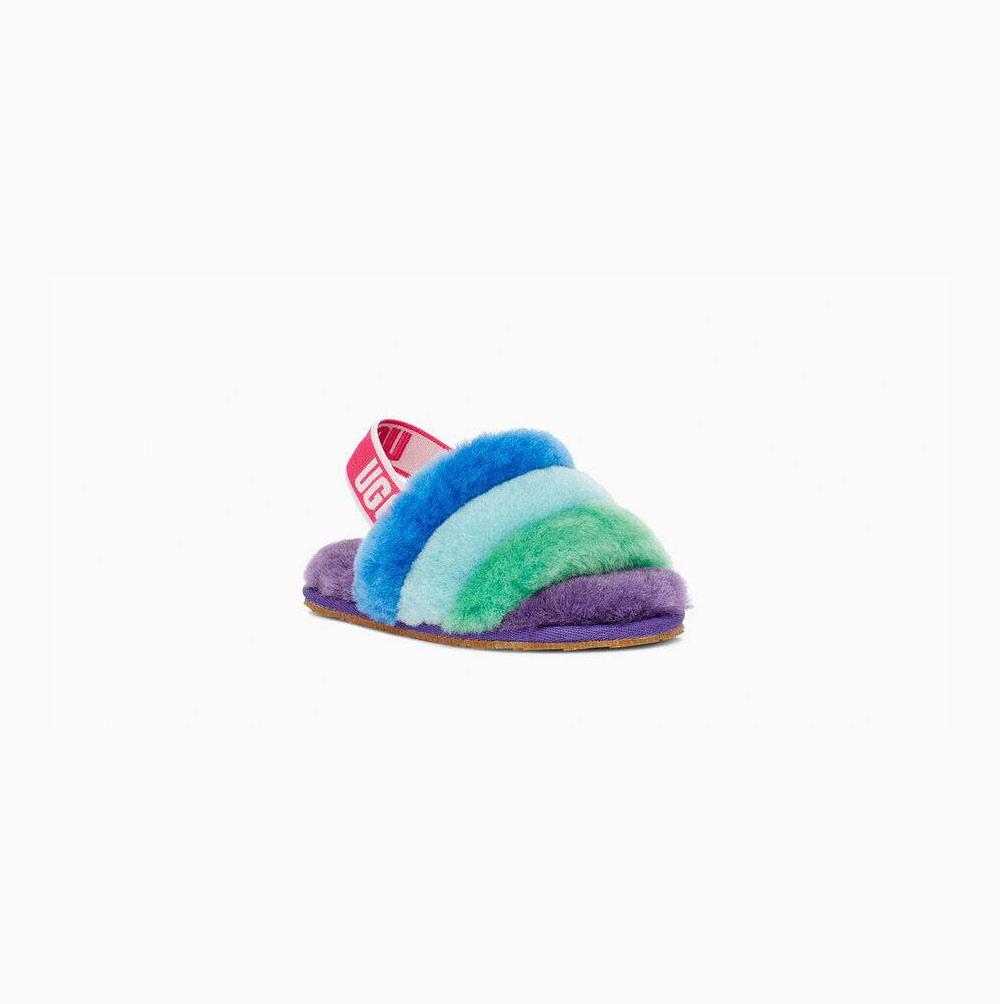 Dětské Pantofle Na Platformě UGG Rainbow Fluff Yeah Fialové Viacfarebný | KIILNEC7