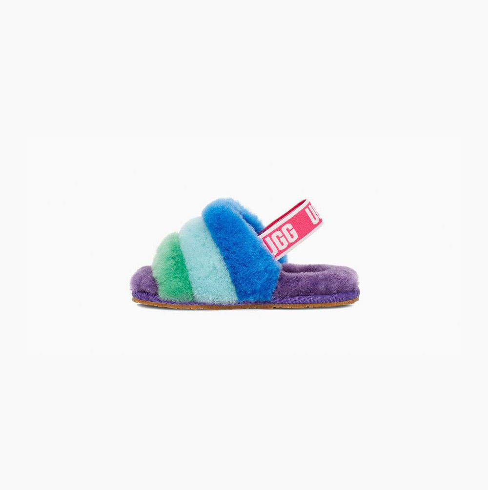 Dětské Pantofle Na Platformě UGG Rainbow Fluff Yeah Fialové Viacfarebný | KIILNEC7