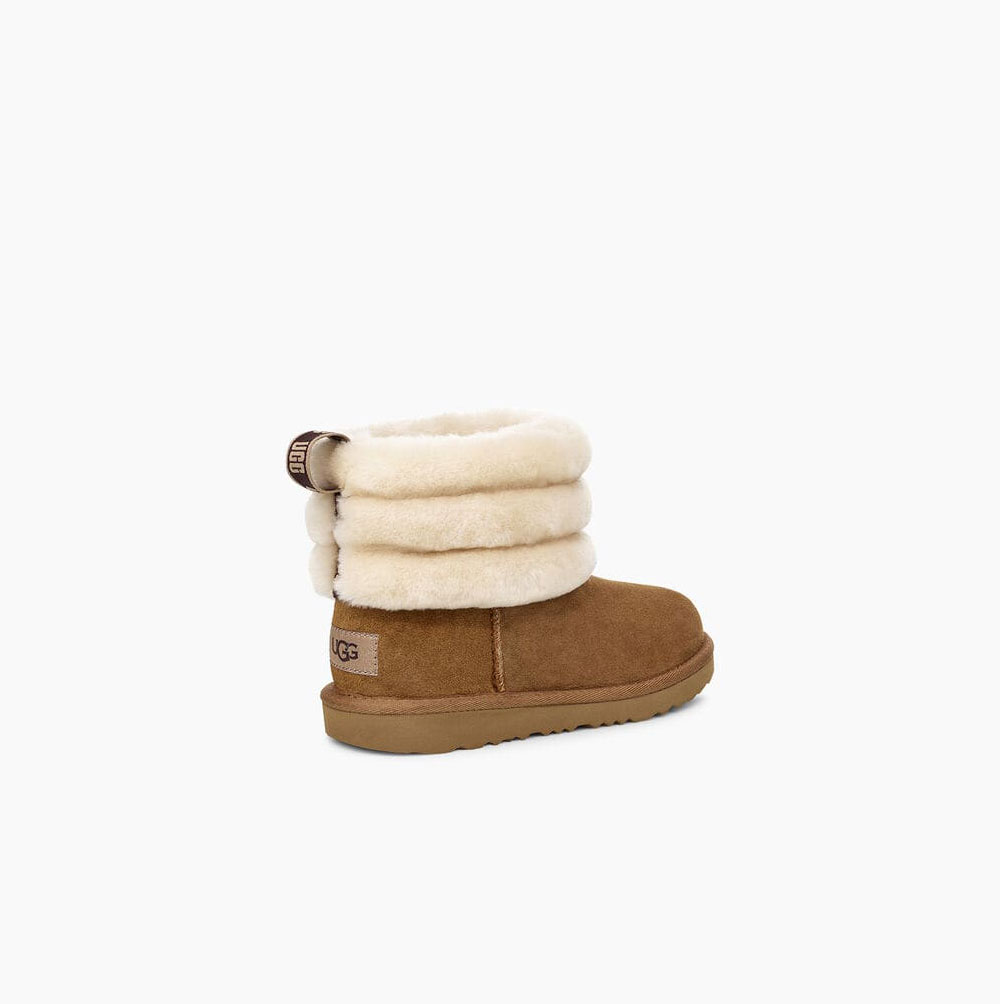 Dětské Prošívané Kozačky UGG Fluff Mini Hnědé | 2FD2GPMD