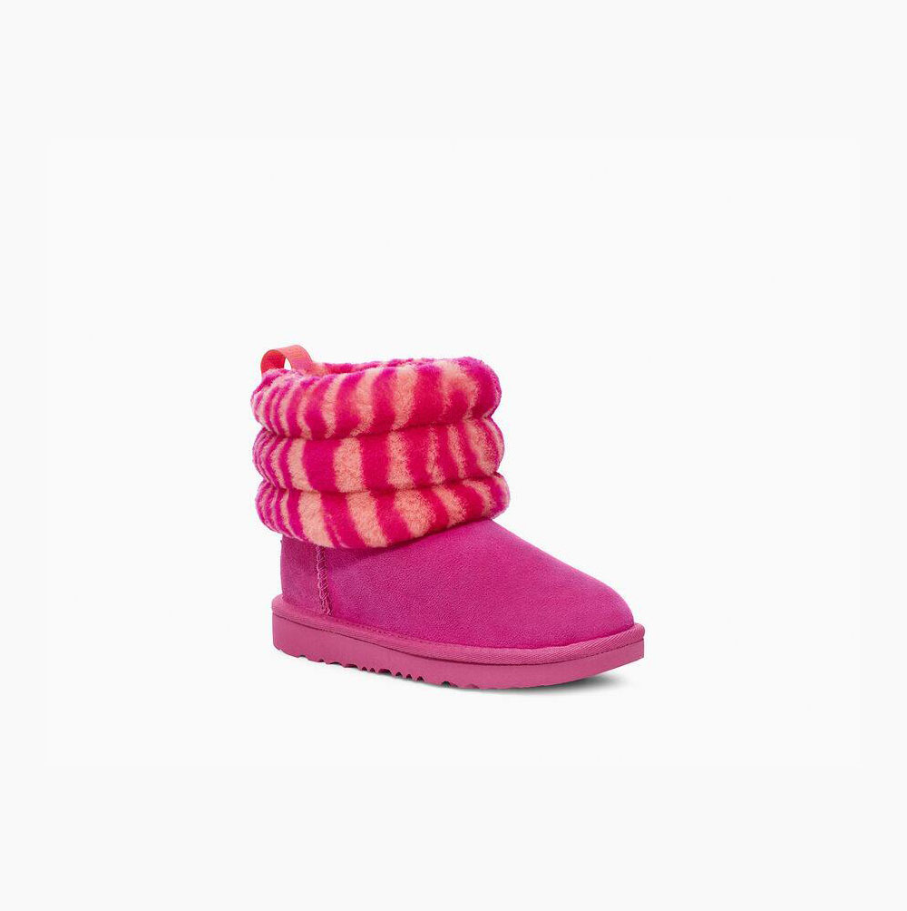 Dětské Prošívané Kozačky UGG Fluff Mini Zebra Růžové | XHEIJ48P