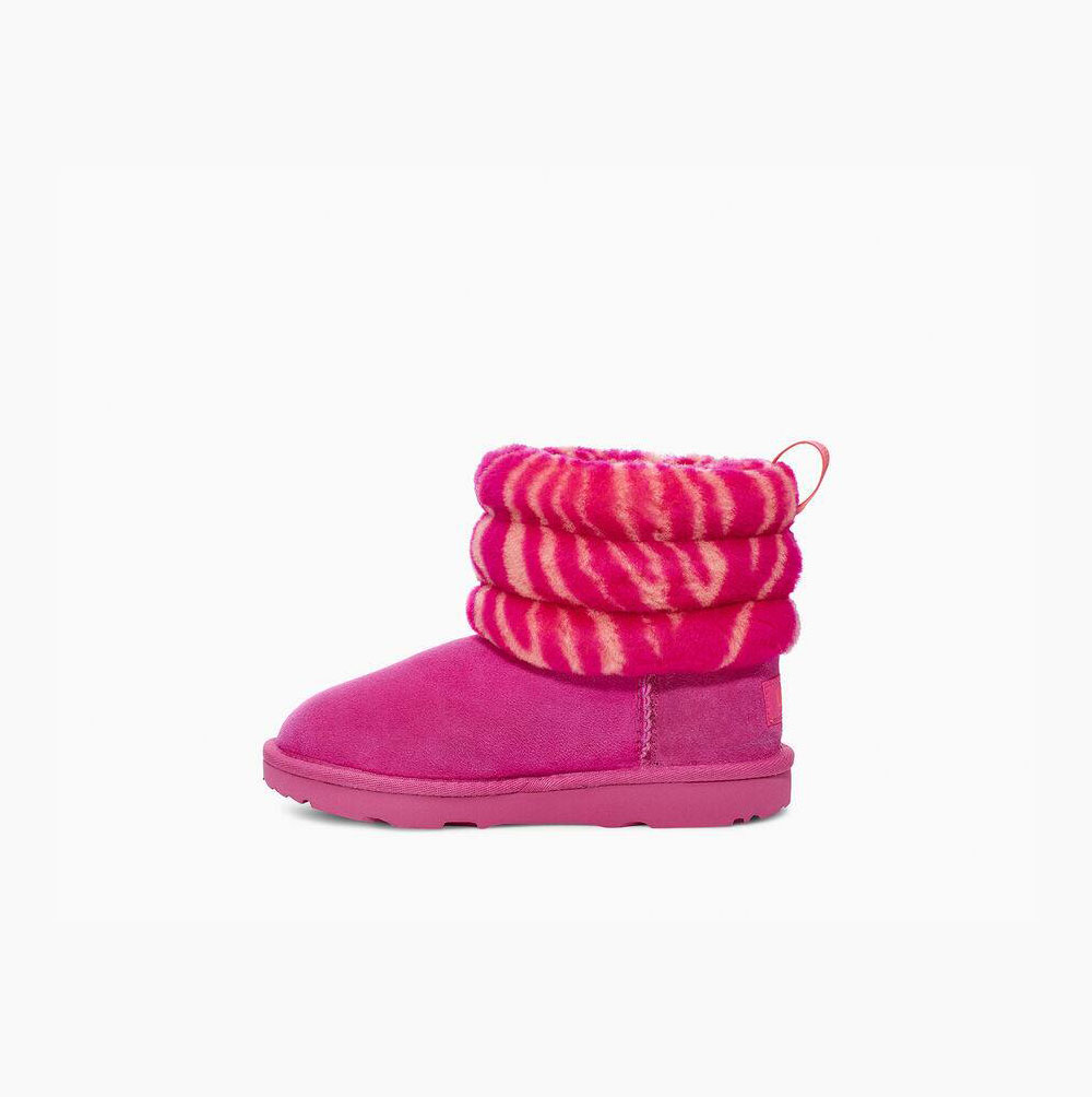 Dětské Prošívané Kozačky UGG Fluff Mini Zebra Růžové | XHEIJ48P