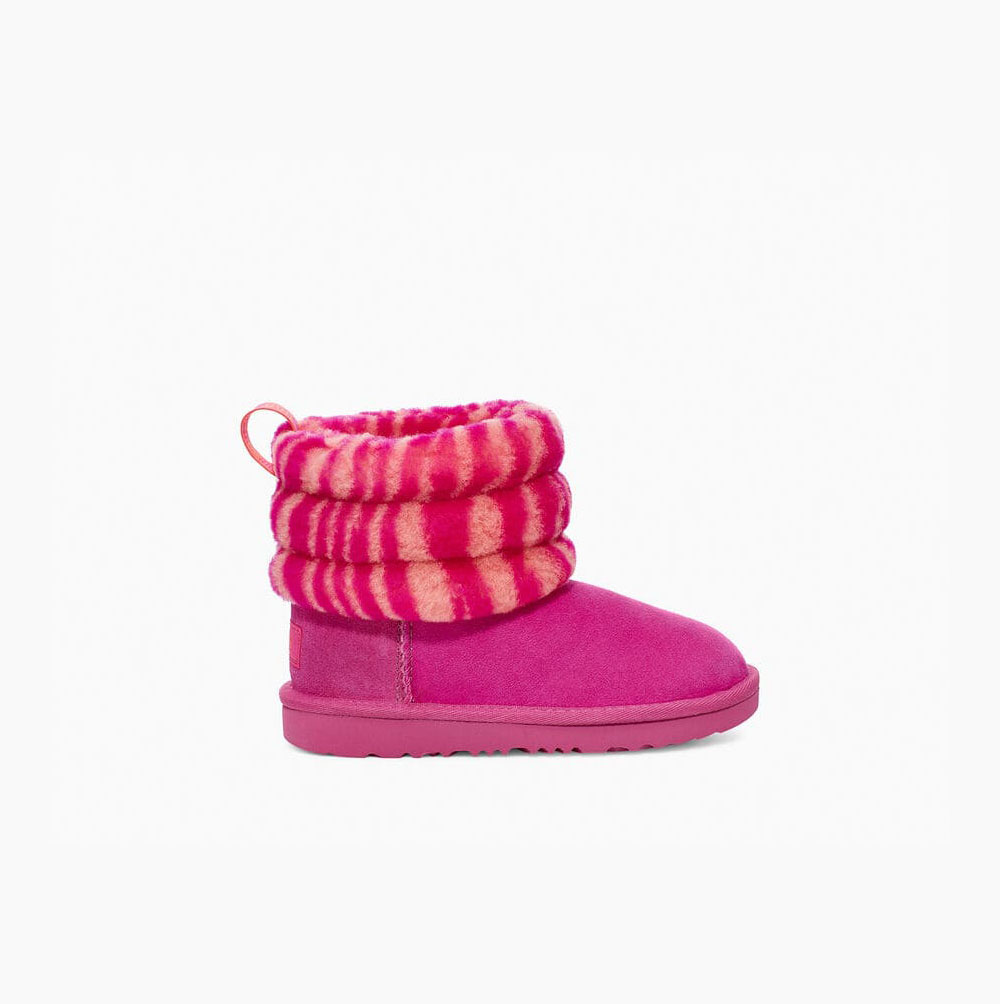 Dětské Prošívané Kozačky UGG Fluff Mini Zebra Růžové | XHEIJ48P