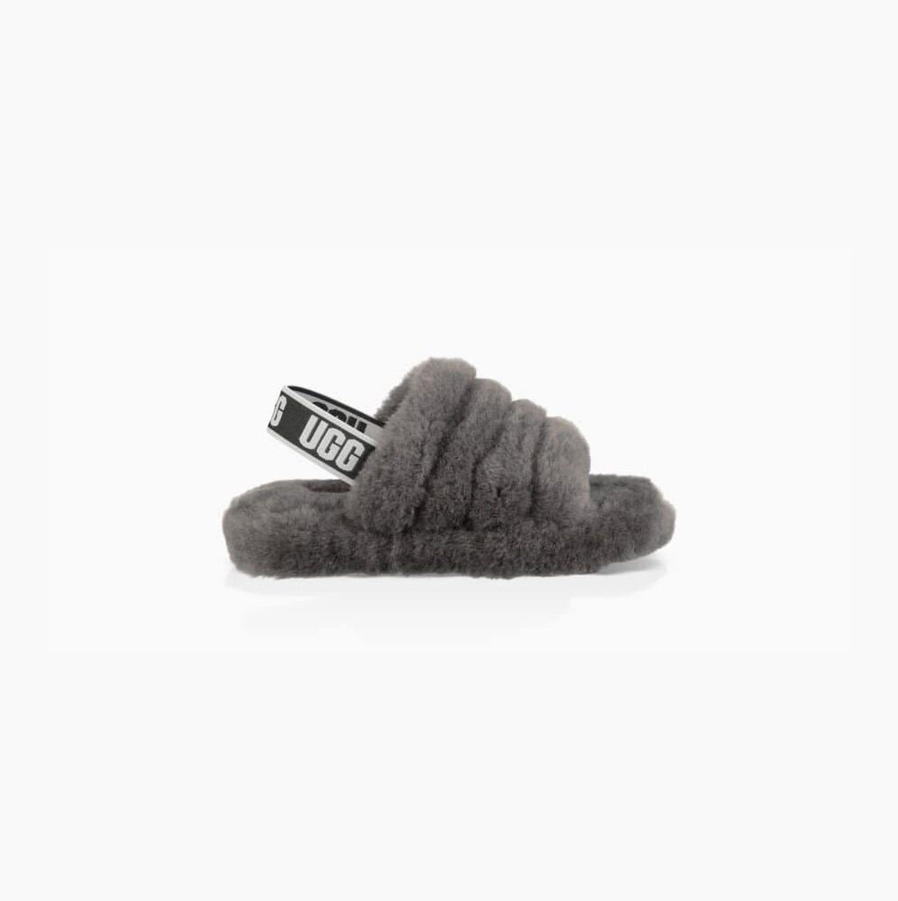 Dětské Sandály UGG Fluff Yeah Pantofle Tmavě Šedé | 11GFFM2D