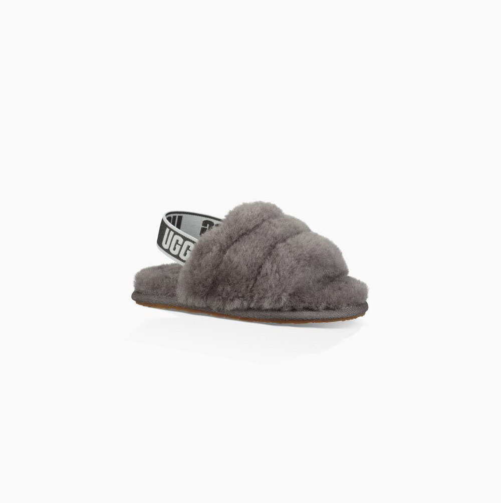 Dětské Sandály UGG Fluff Yeah Pantofle Tmavě Šedé | Y44W6BNK