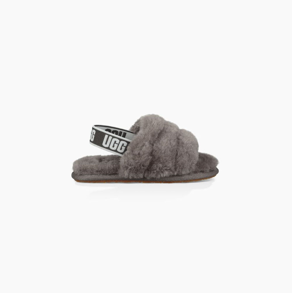 Dětské Sandály UGG Fluff Yeah Pantofle Tmavě Šedé | Y44W6BNK