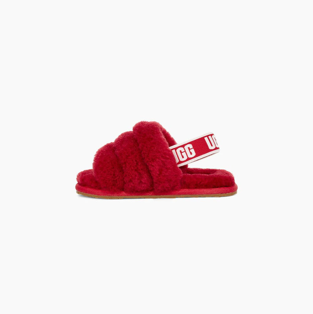 Dětské Sandály UGG Fluff Yeah Pantofle Červené | 4W8VIQXN