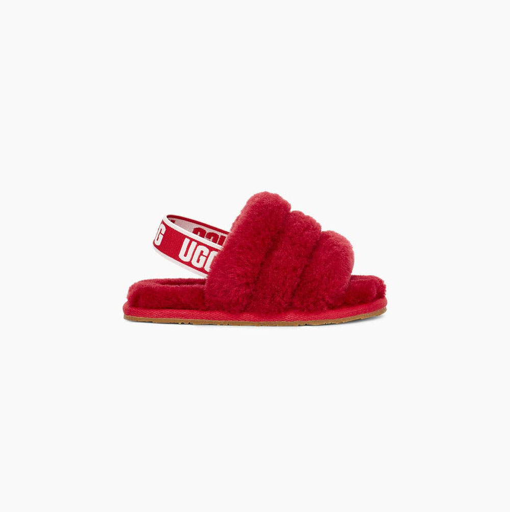 Dětské Sandály UGG Fluff Yeah Pantofle Červené | 4W8VIQXN