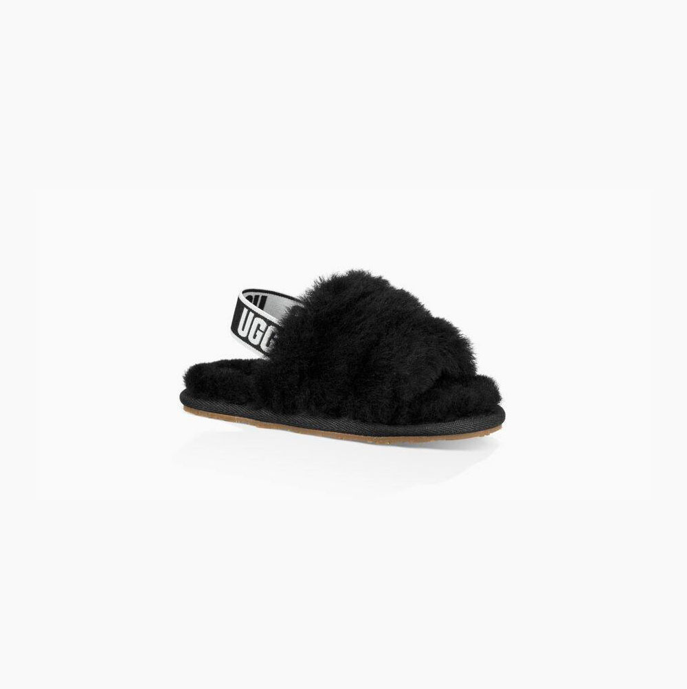 Dětské Sandály UGG Fluff Yeah Pantofle Černé | 4YED04RA