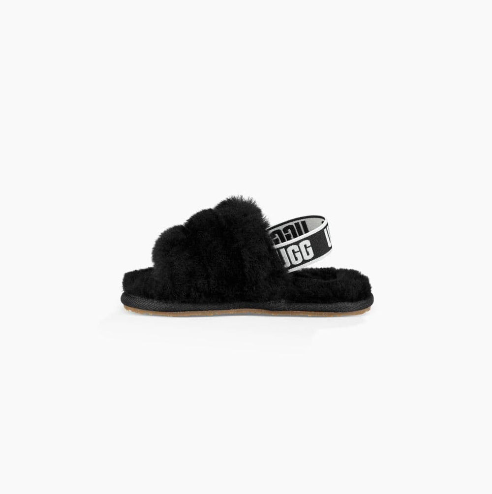 Dětské Sandály UGG Fluff Yeah Pantofle Černé | 4YED04RA