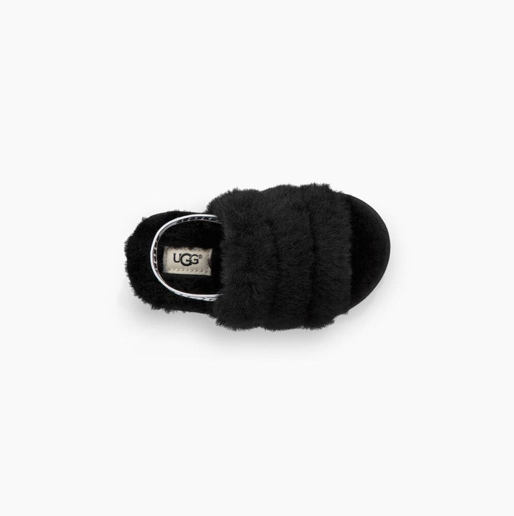 Dětské Sandály UGG Fluff Yeah Pantofle Černé | 4YED04RA