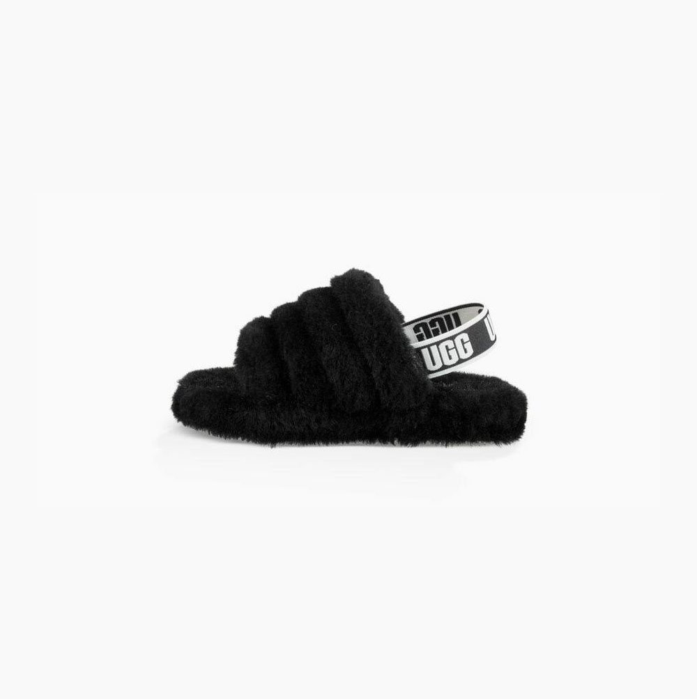 Dětské Sandály UGG Fluff Yeah Pantofle Černé | 9U2QIXCZ