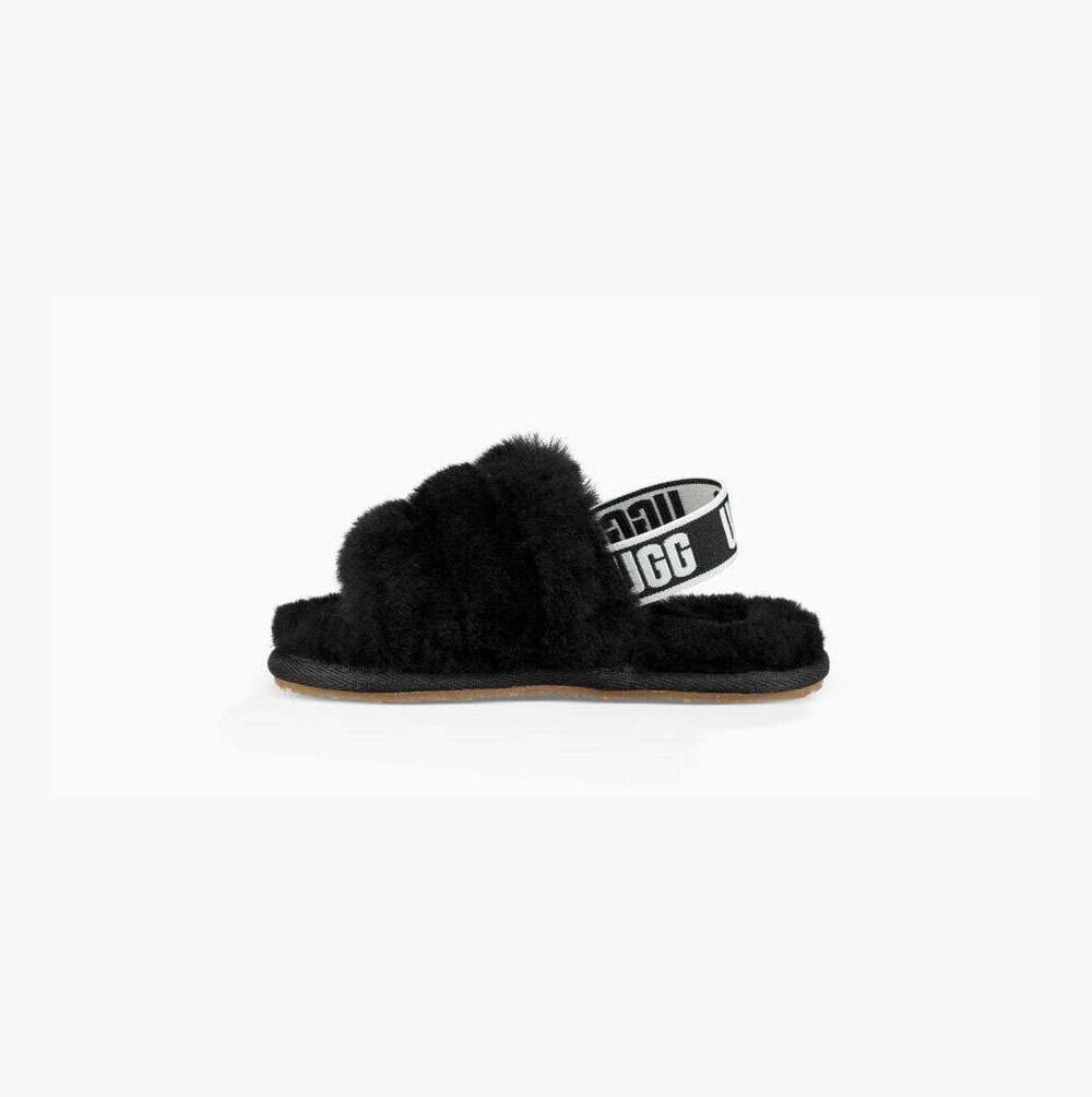 Dětské Sandály UGG Fluff Yeah Pantofle Černé | RJ03UDF4