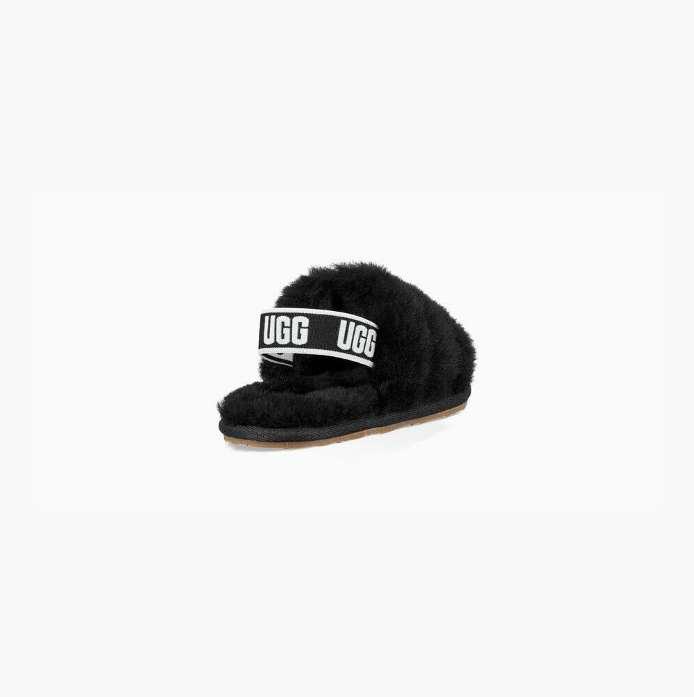 Dětské Sandály UGG Fluff Yeah Pantofle Černé | RJ03UDF4